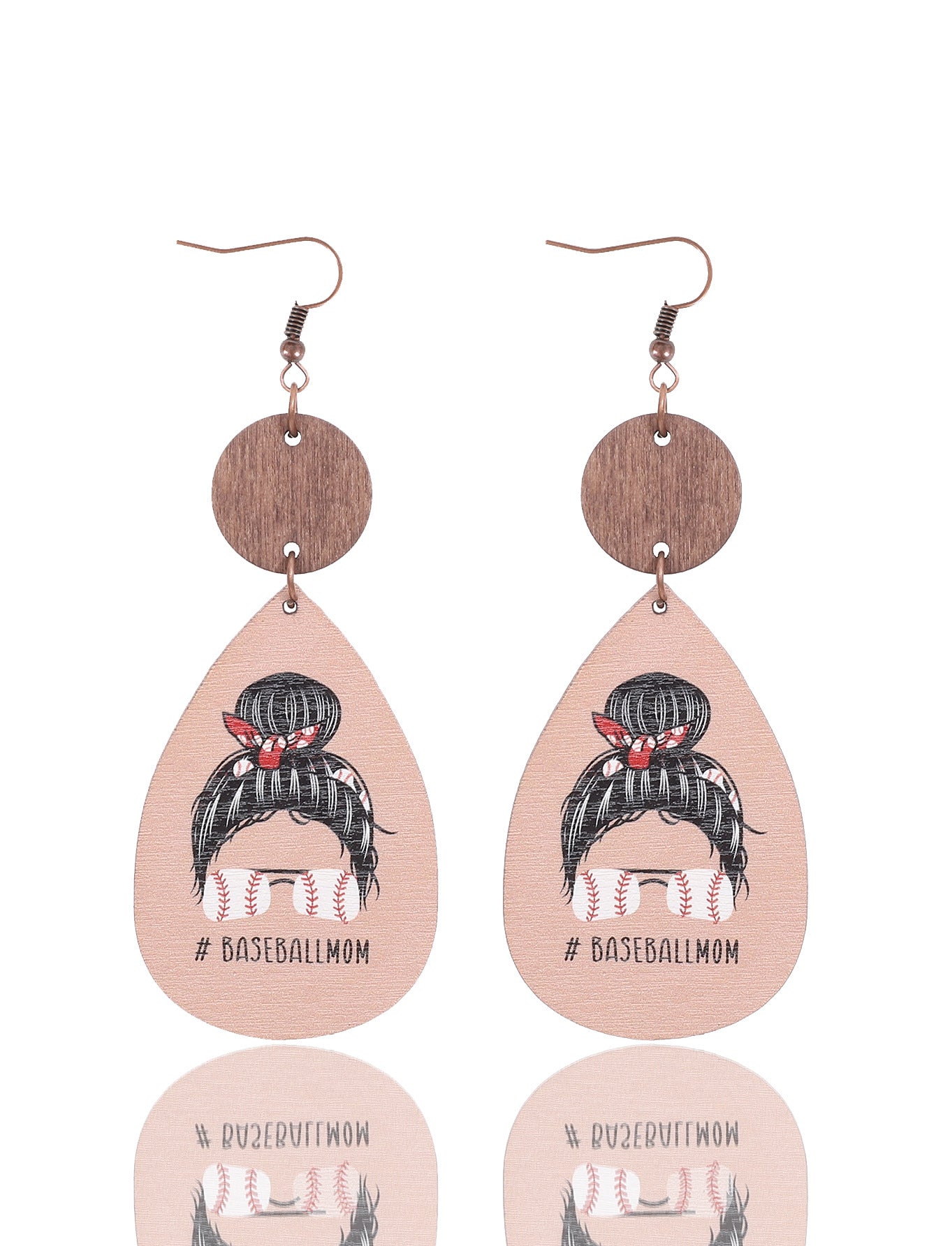 Wholesale Teardrop-shaped sporty wood stud earrings